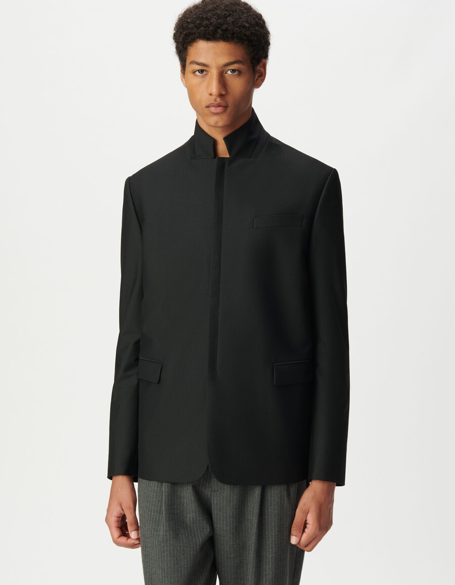 schwarze herren-anzugjacke mit reißverschluss und hoher mobilität