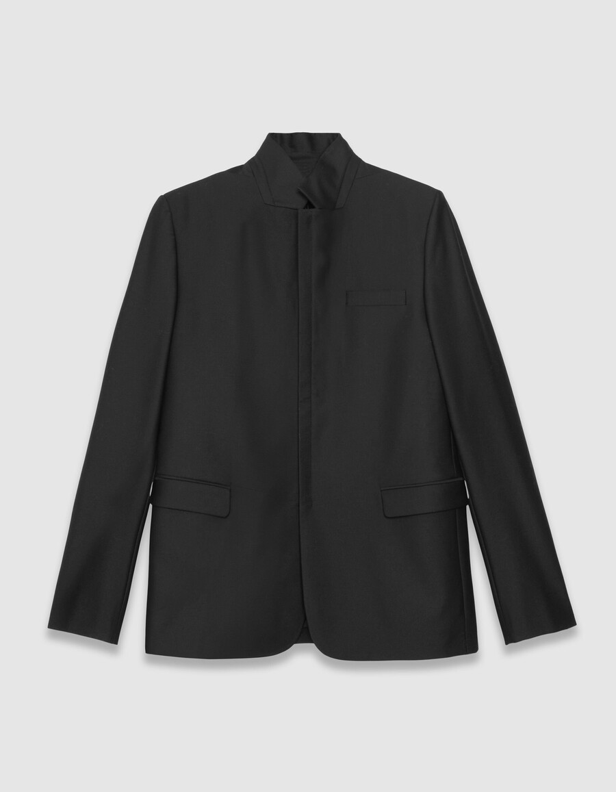 schwarze herren-anzugjacke mit reißverschluss und hoher mobilität