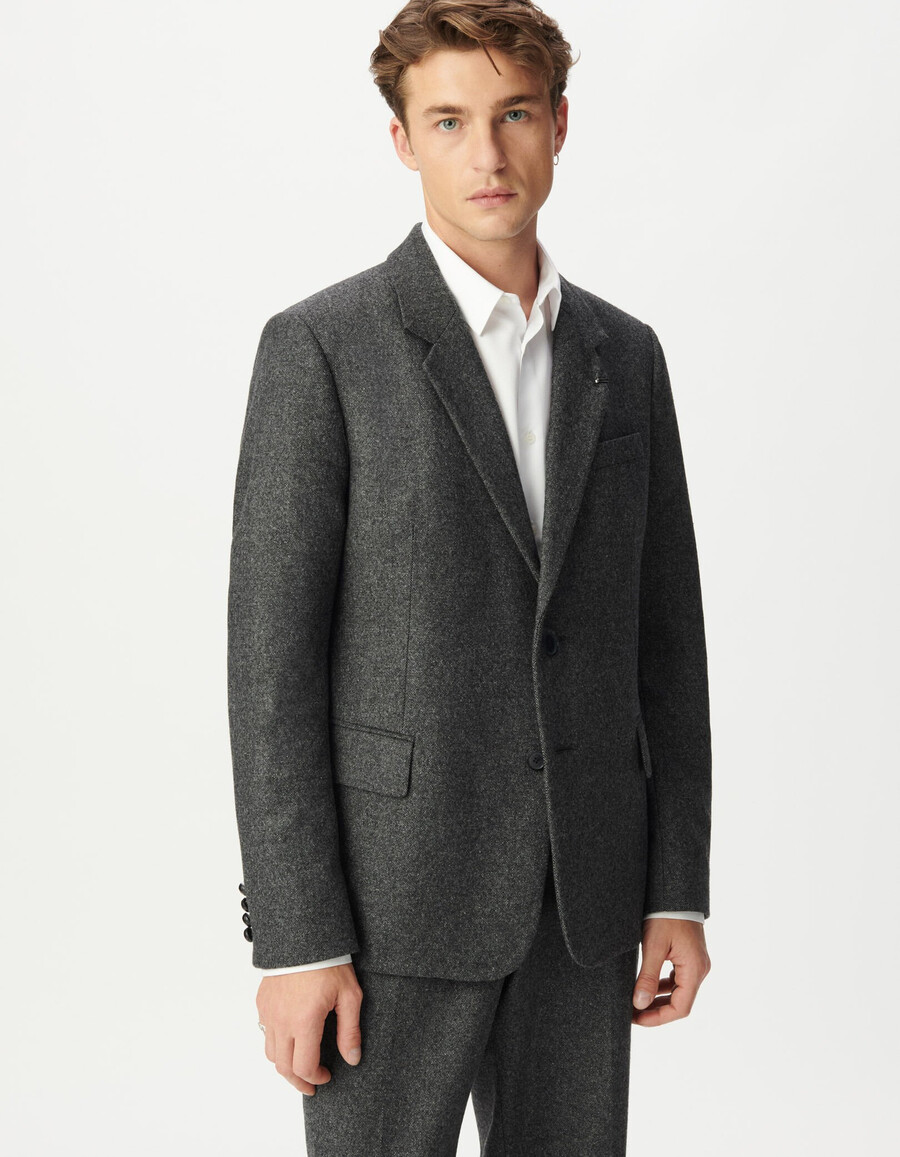 herren-anzugjacke in grau im tweed-look