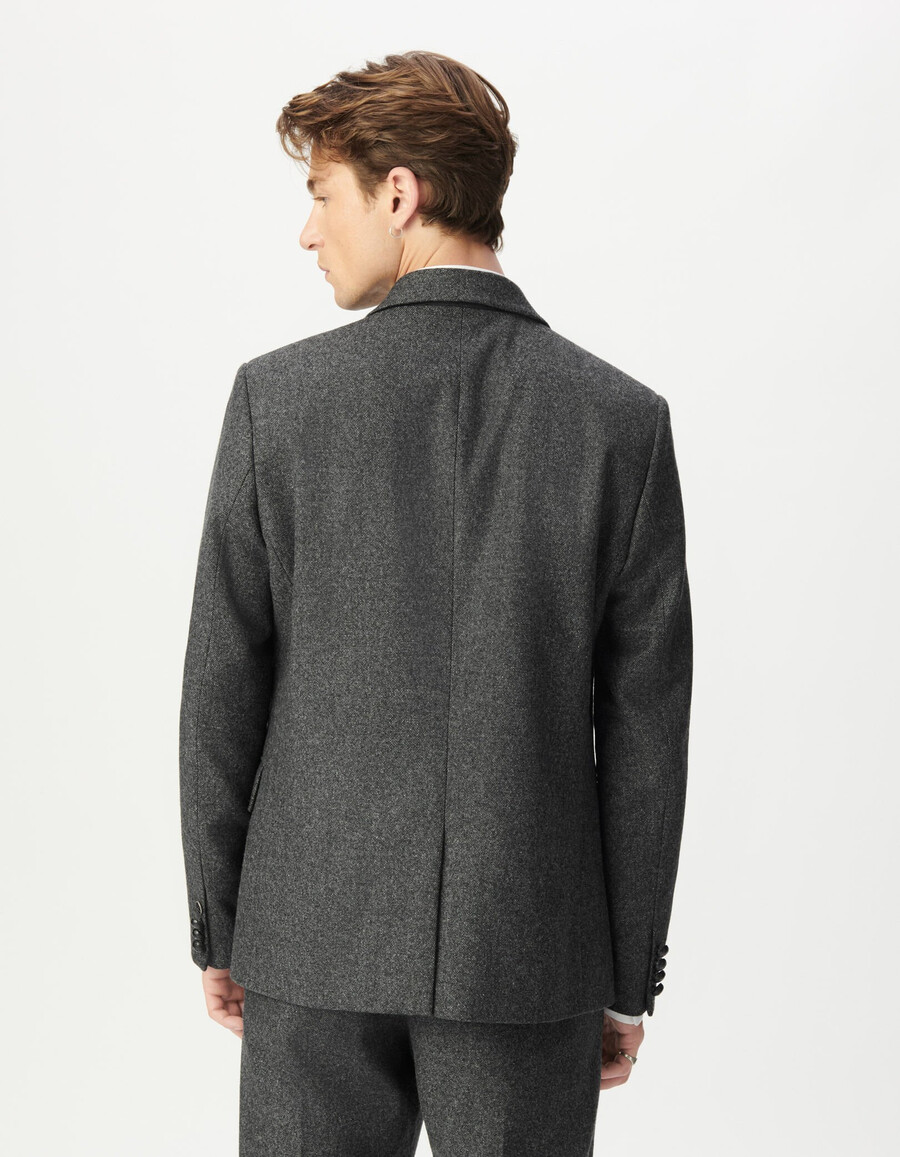 herren-anzugjacke in grau im tweed-look