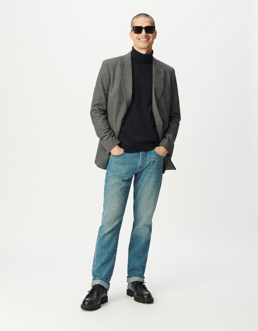 herren-anzugjacke in grau mit karomuster
