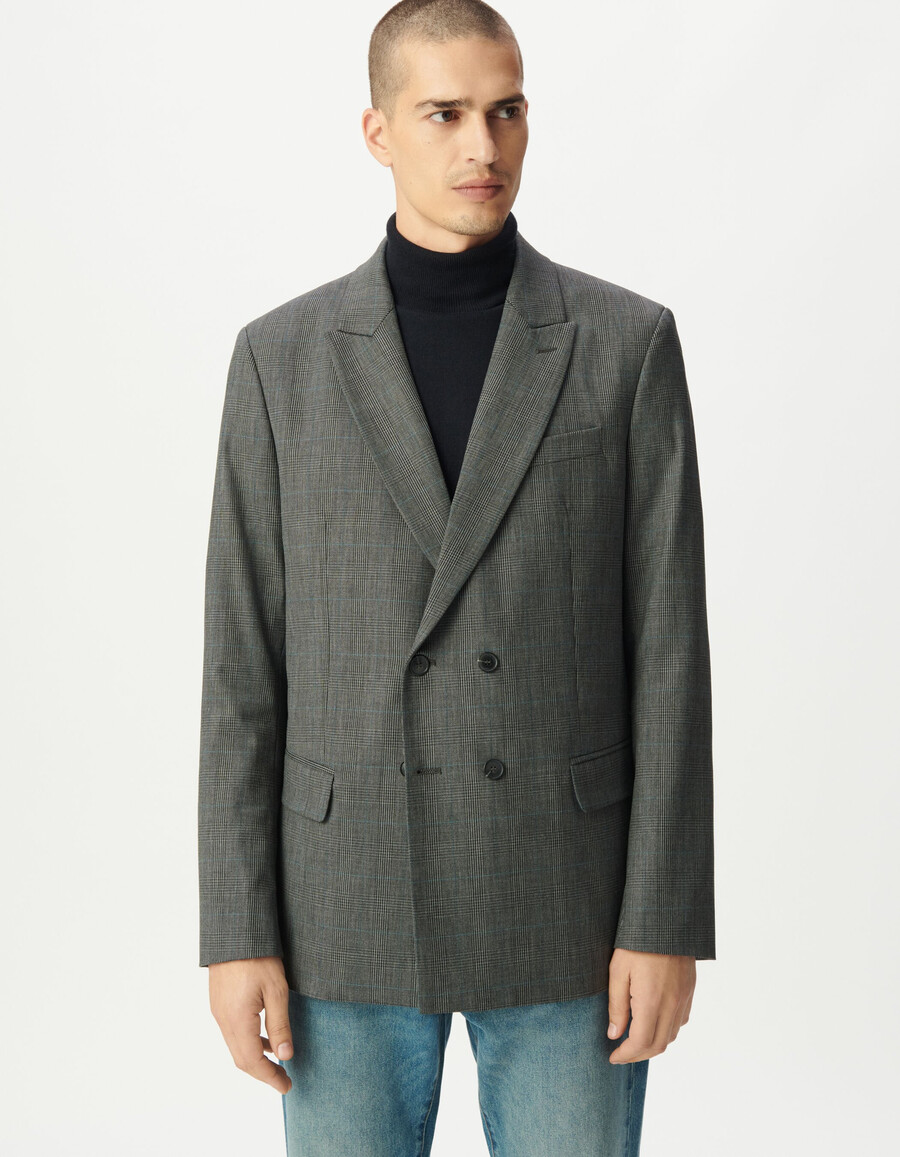 herren-anzugjacke in grau mit karomuster