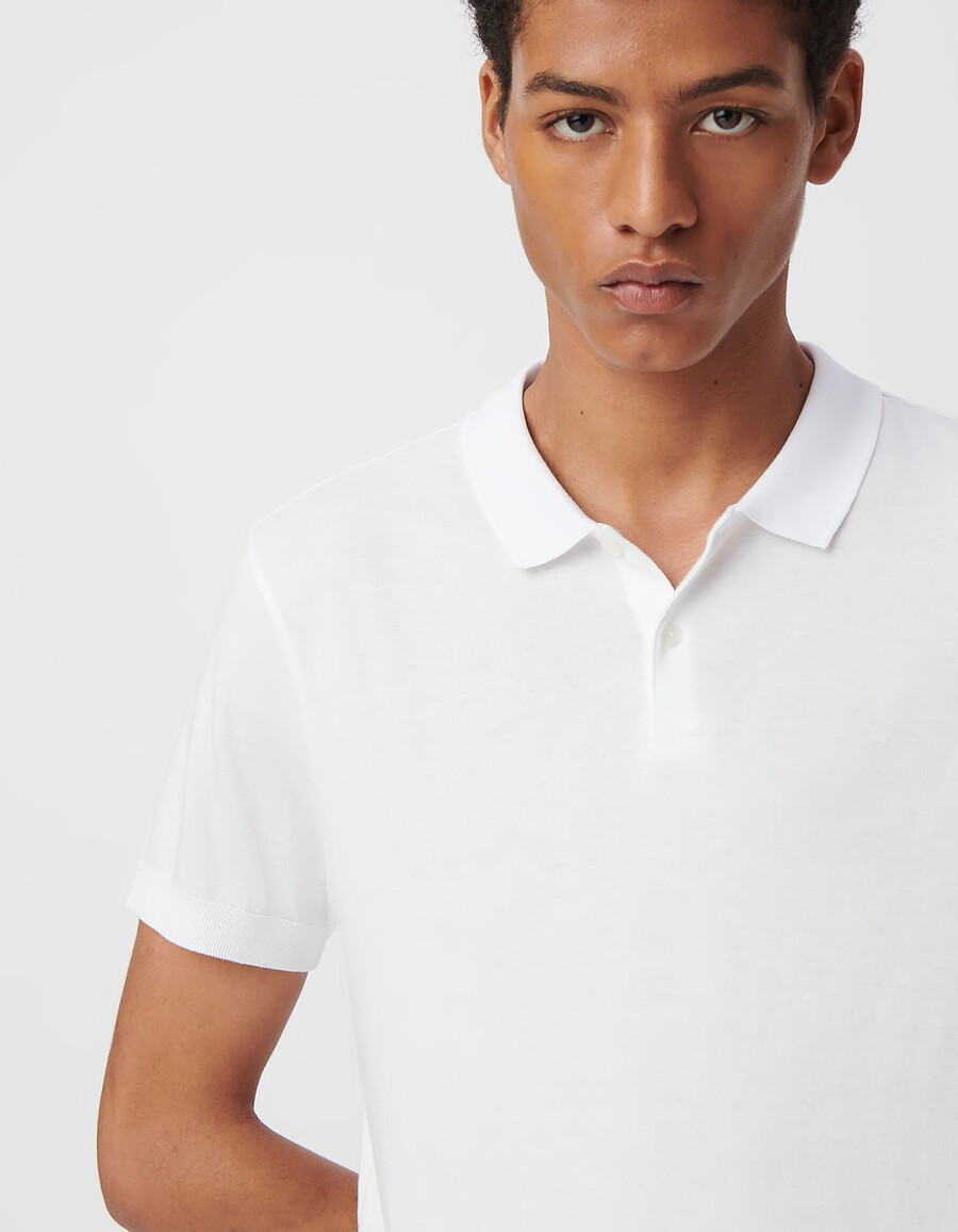 weißes herren-polohemd aus baumwolle und modal