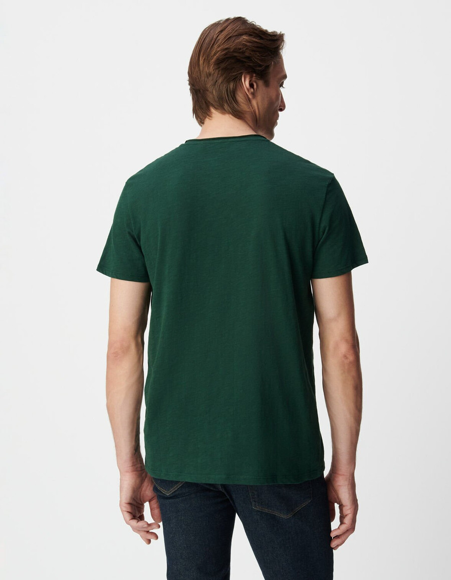 grünes herren-t-shirt aus bio-baumwolle mit v-ausschnitt