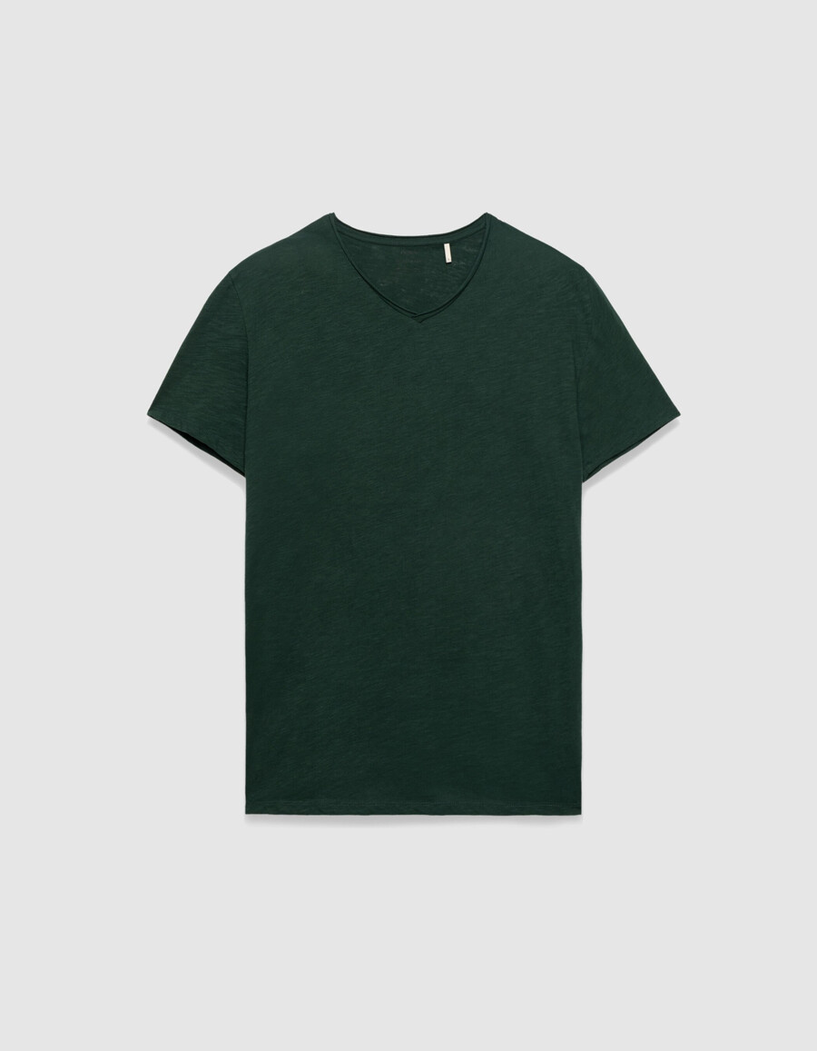 grünes herren-t-shirt aus bio-baumwolle mit v-ausschnitt