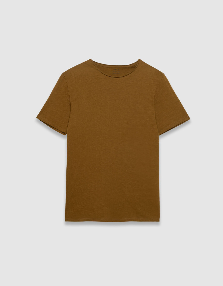 herren-t-shirt aus ockerfarbener bio-baumwolle mit rundhalsausschnitt