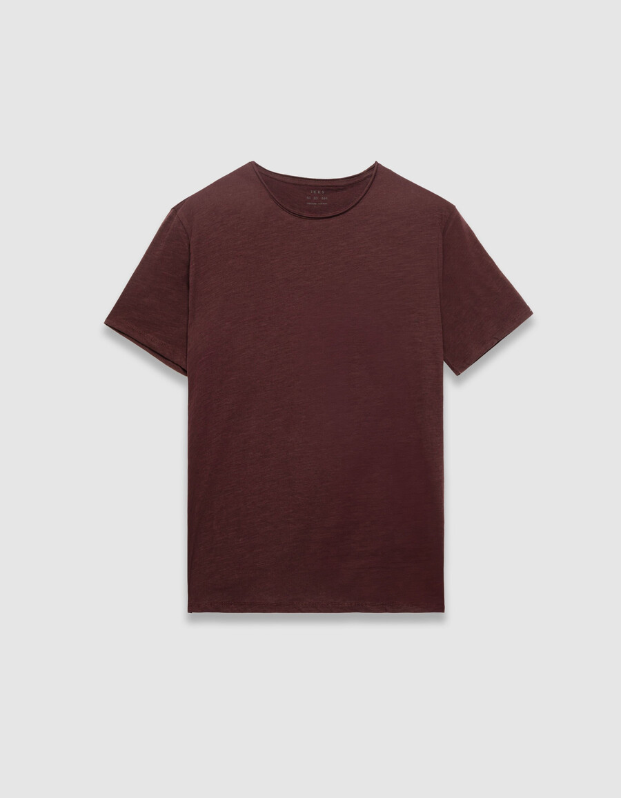 herren-t-shirt aus pflaumenfarbener bio-baumwolle mit rundhalsausschnitt