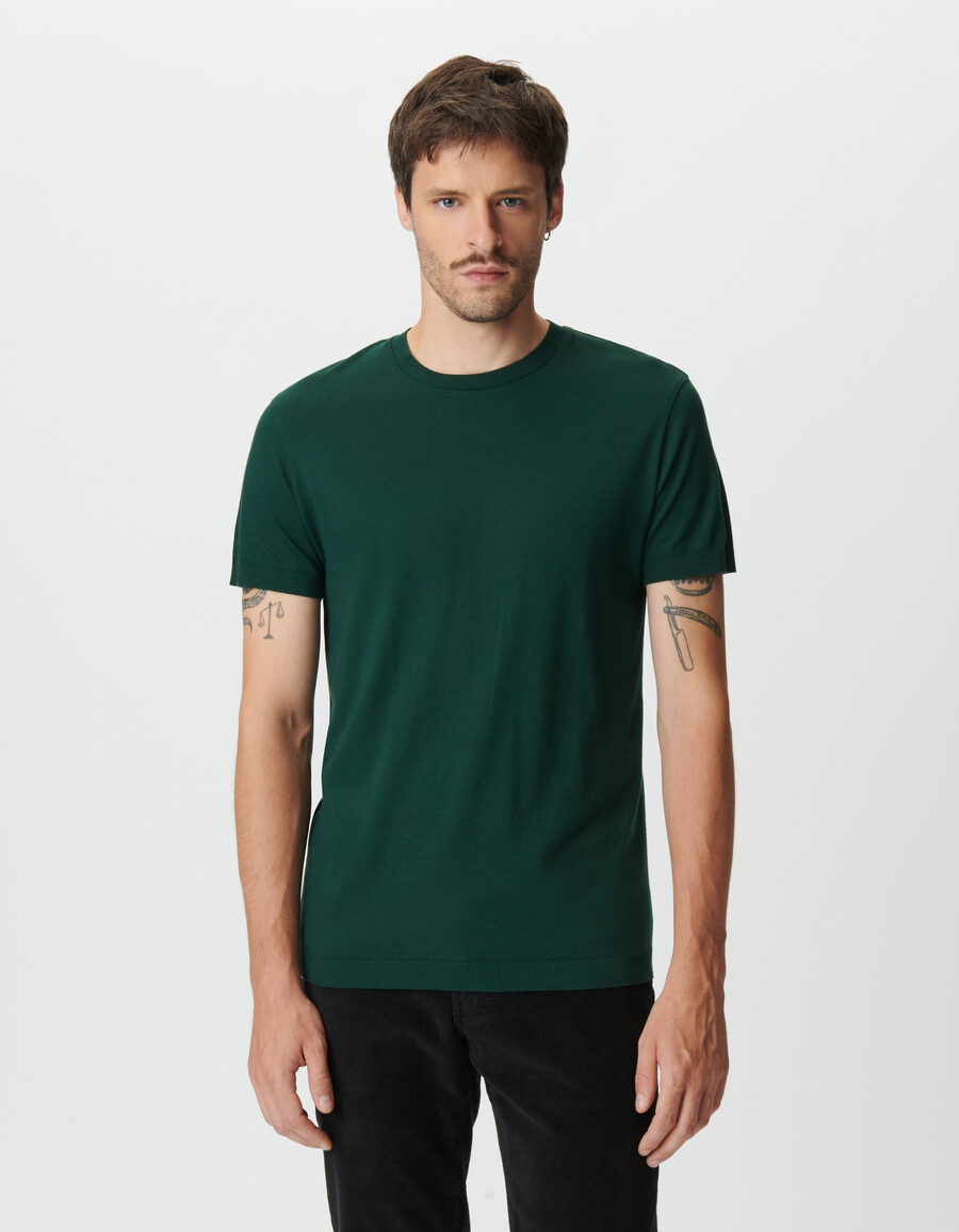 grünes kurzarm-t-shirt aus baumwoll-modal für herren
