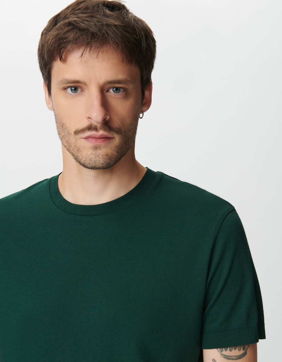 grünes kurzarm-t-shirt aus baumwoll-modal für herren