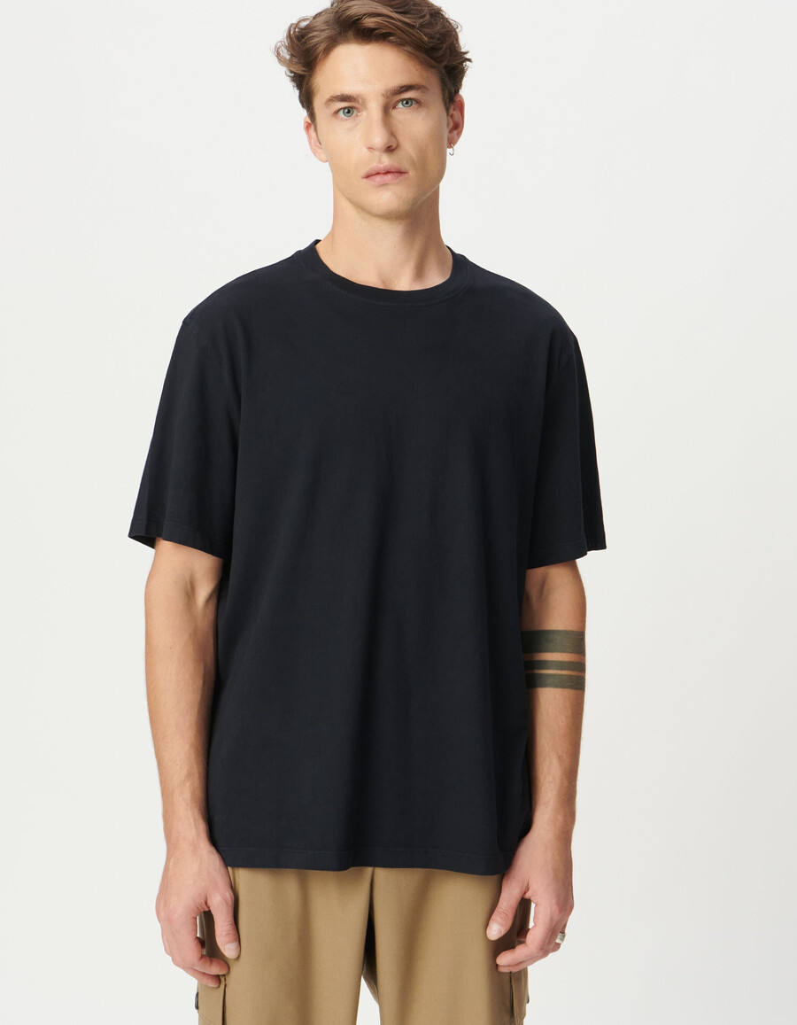 herren-t-shirt mit kurzen ärmeln und rundhalsausschnitt in marineblau