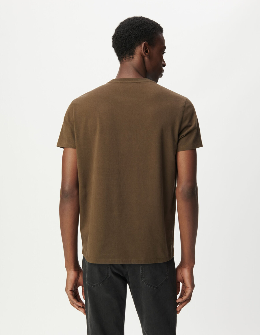 herren-t-shirt in khaki mit kurzen ärmeln und biker-motiv