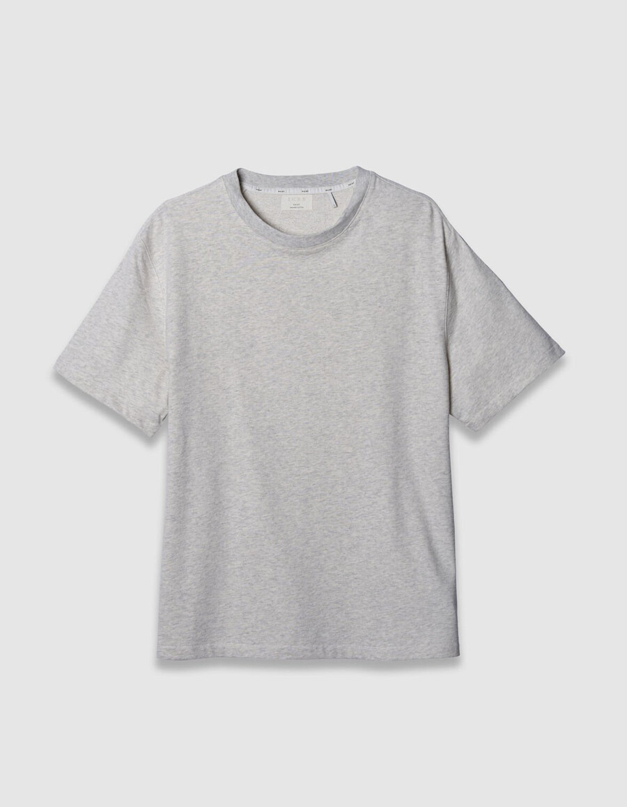 graues dekoratives strick-t-shirt für herren mit kurzen ärmeln