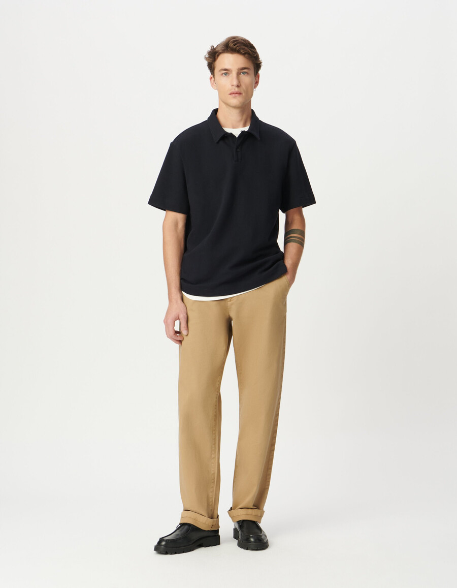 herren-polohemd aus marineblauem piqué-strick