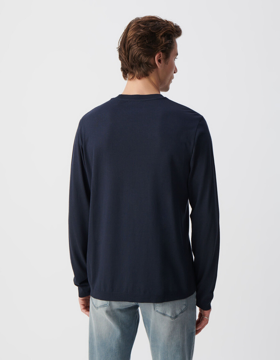 herren-langarmshirt in marineblau
