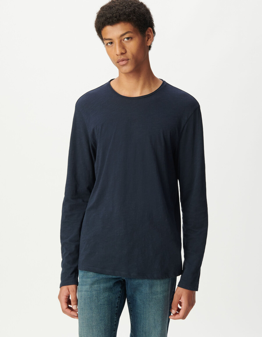 herren-langarmshirt mit rundhalsausschnitt in marineblau
