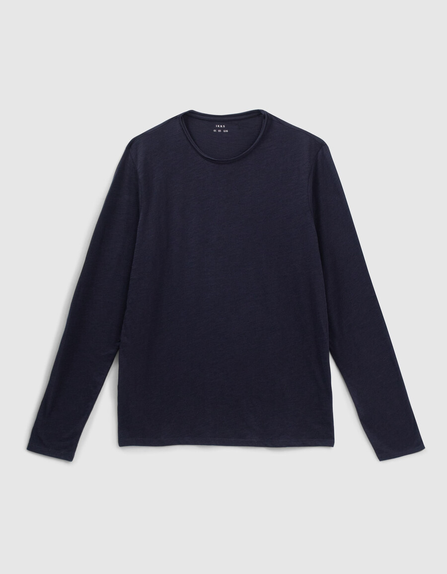 herren-langarmshirt mit rundhalsausschnitt in marineblau