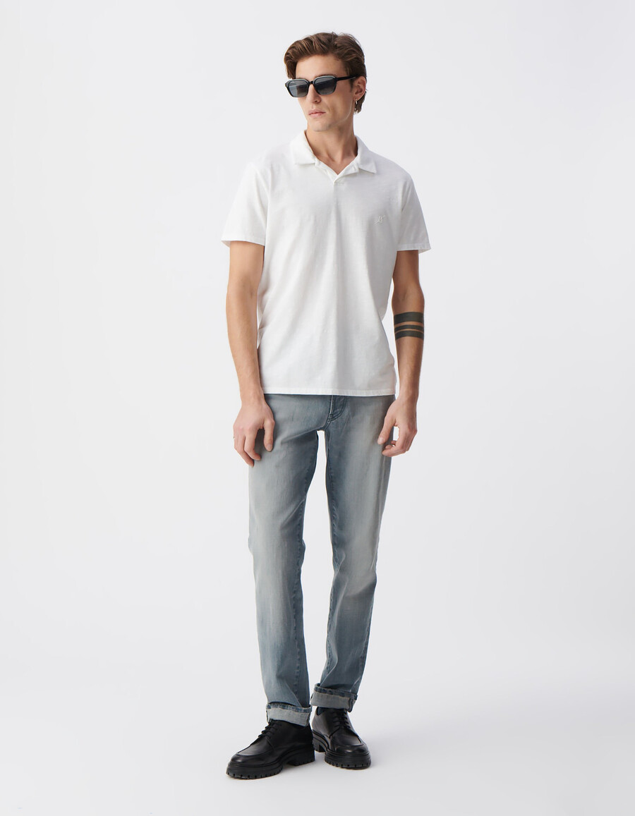 weißes herren-t-shirt aus bio-baumwolle mit slub-muster