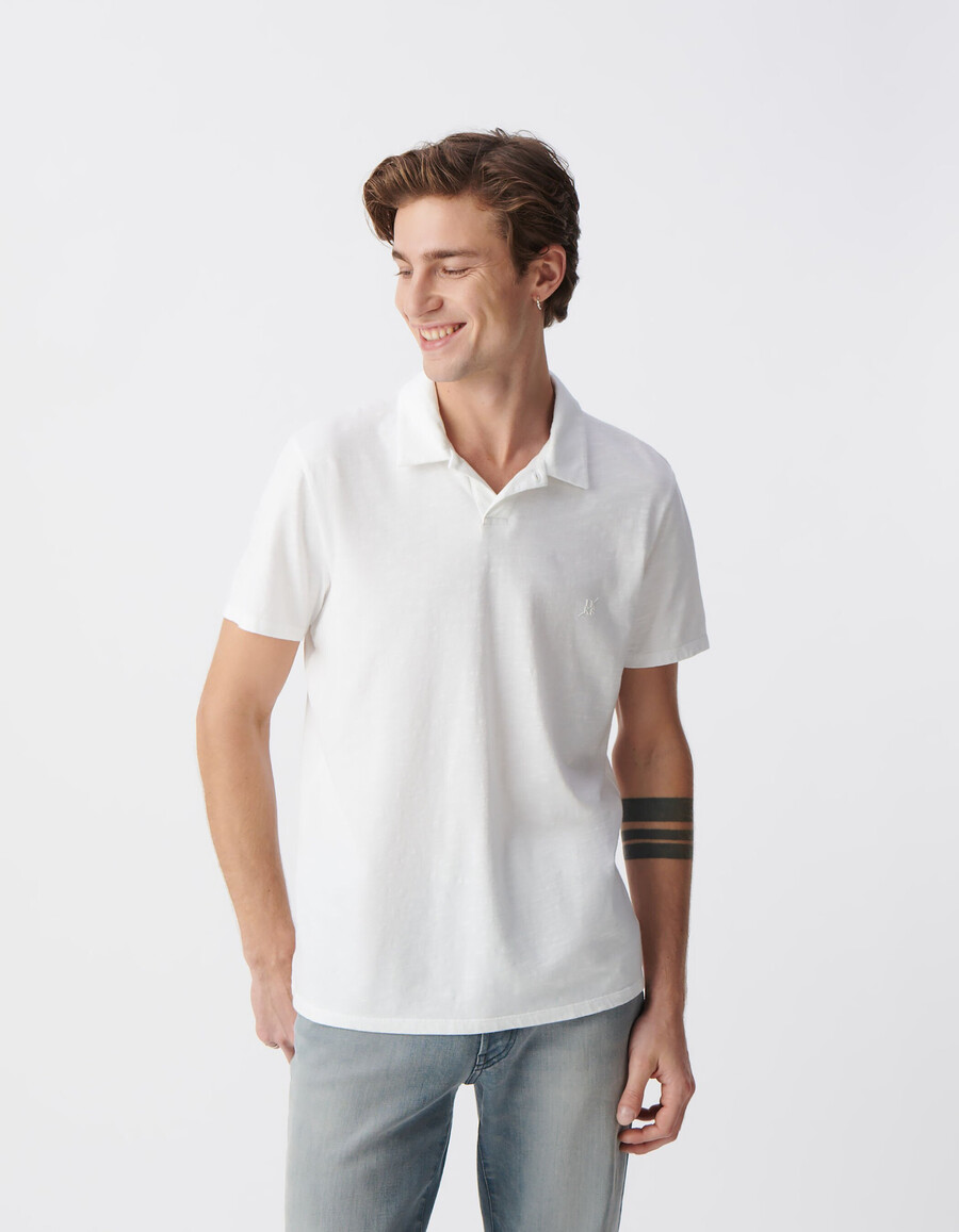 weißes herren-t-shirt aus bio-baumwolle mit slub-muster