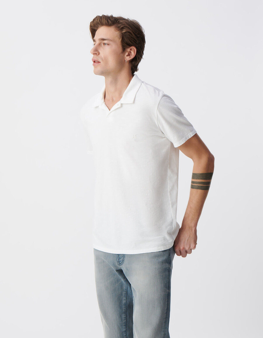 weißes herren-t-shirt aus bio-baumwolle mit slub-muster