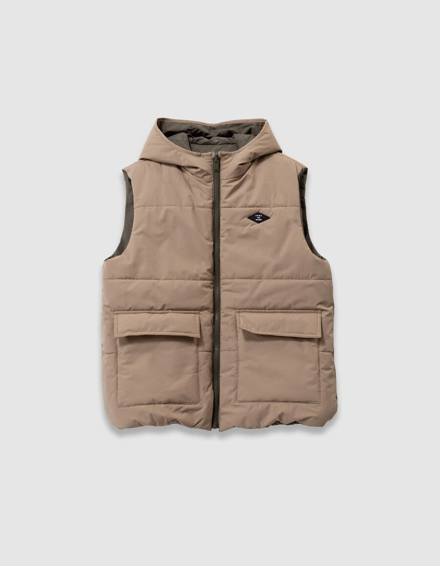 3-in-1-parka und wendbare steppjacke für jungen in khaki.