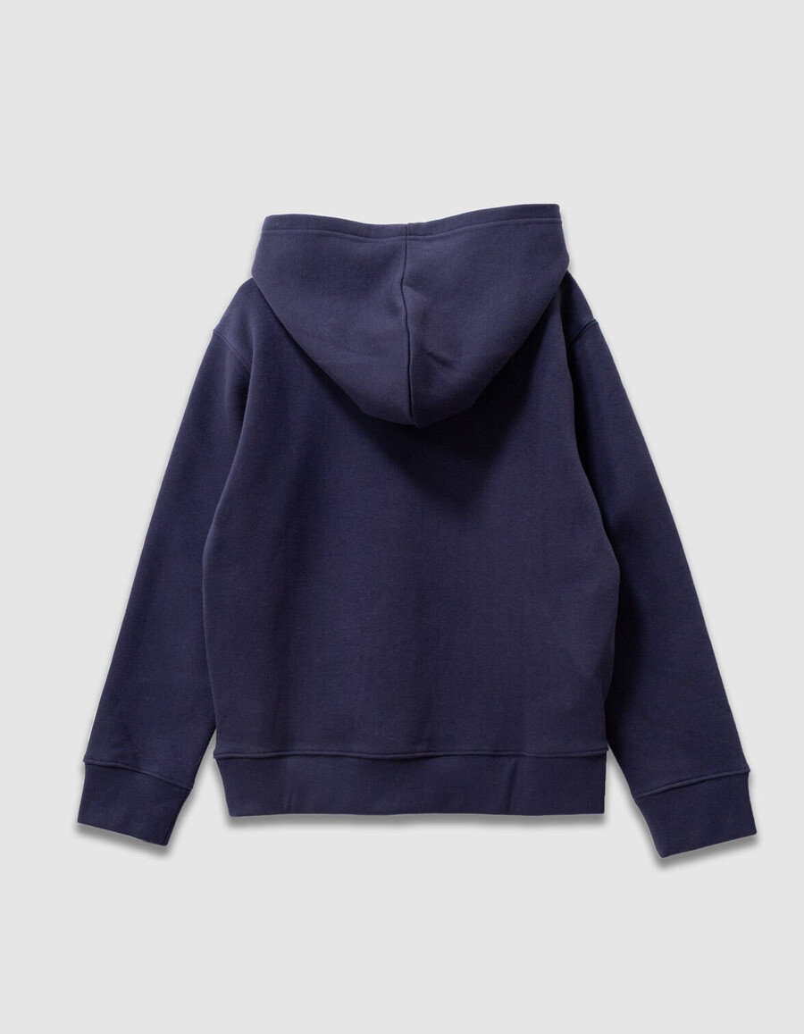marineblauer jungen-hoodie mit beflocktem samt-slogan