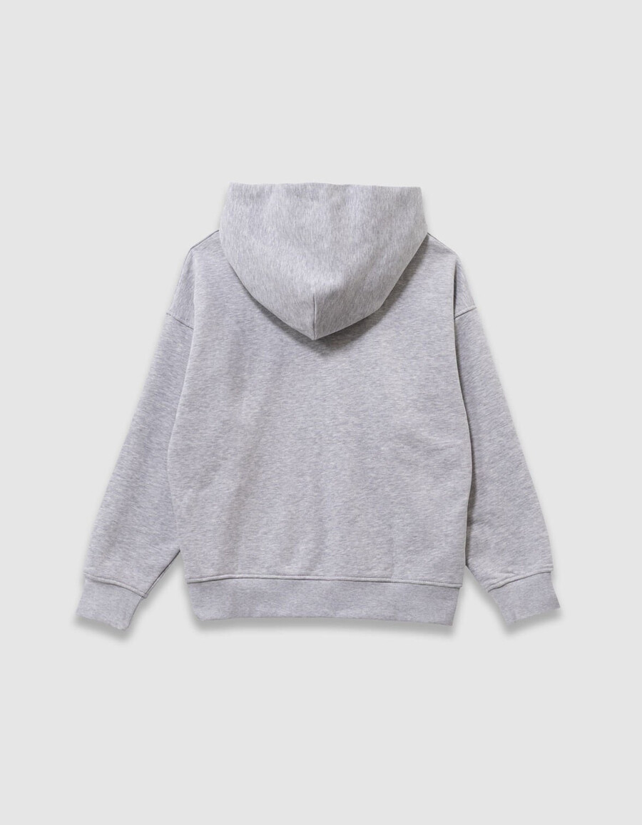 grauer jungen-hoodie mit beflocktem samt-slogan