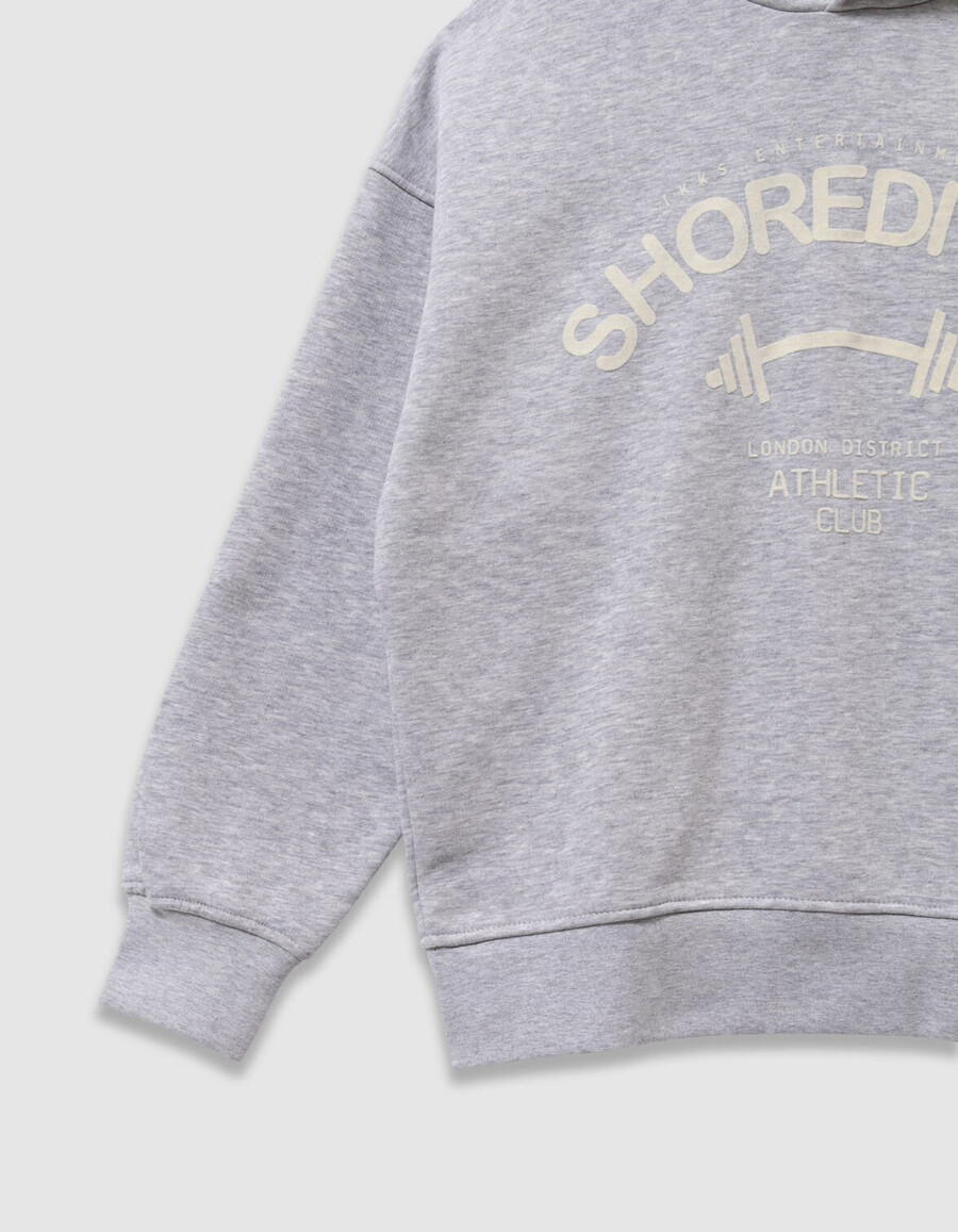 grauer jungen-hoodie mit beflocktem samt-slogan
