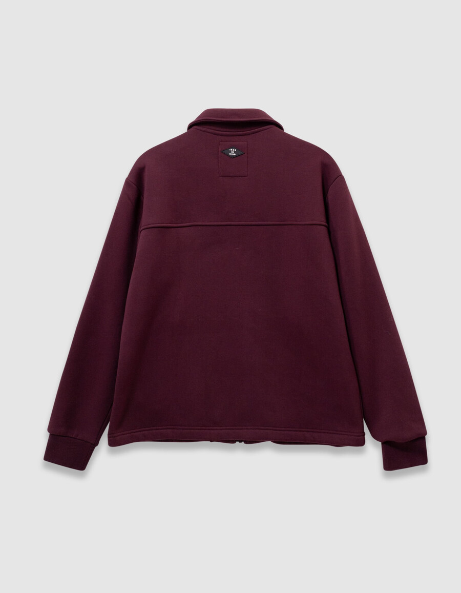 burgunderfarbene strickjacke für jungen mit reißverschluss und hemdkragen