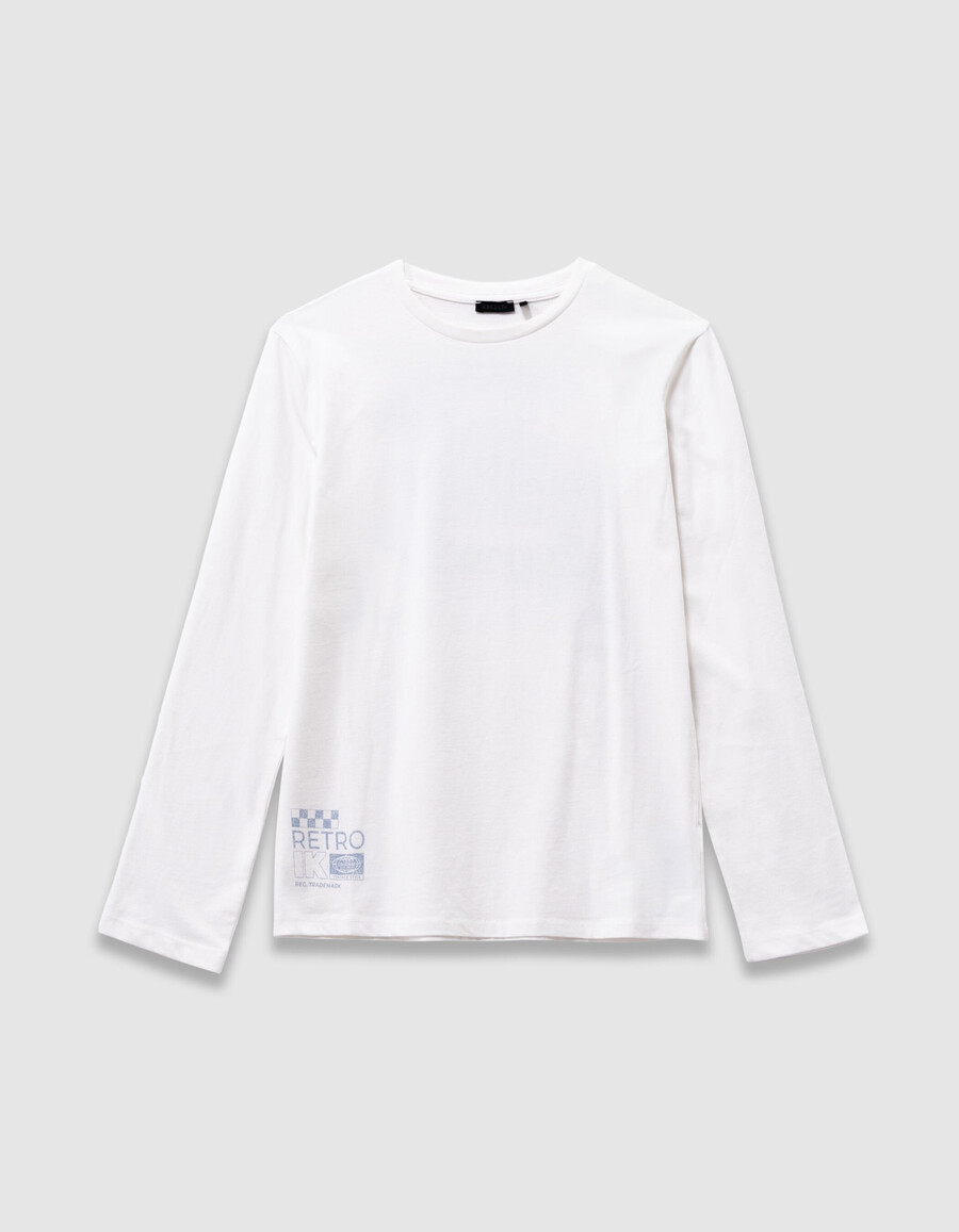 weißes t-shirt aus bio-baumwolle für jungen mit automotiv auf dem rücken