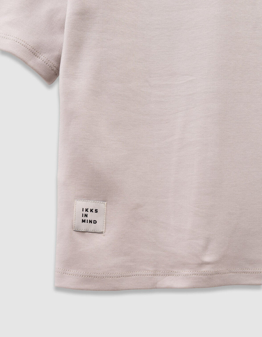beiges t-shirt aus bio-baumwolle für mädchen beflockter samtaufdruck