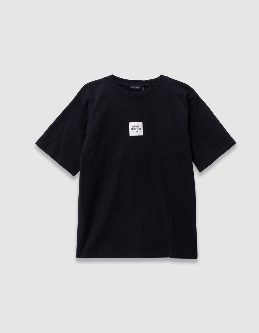 schwarzes kurzarm-t-shirt für jungen mit xl-aufdruck auf dem rücken