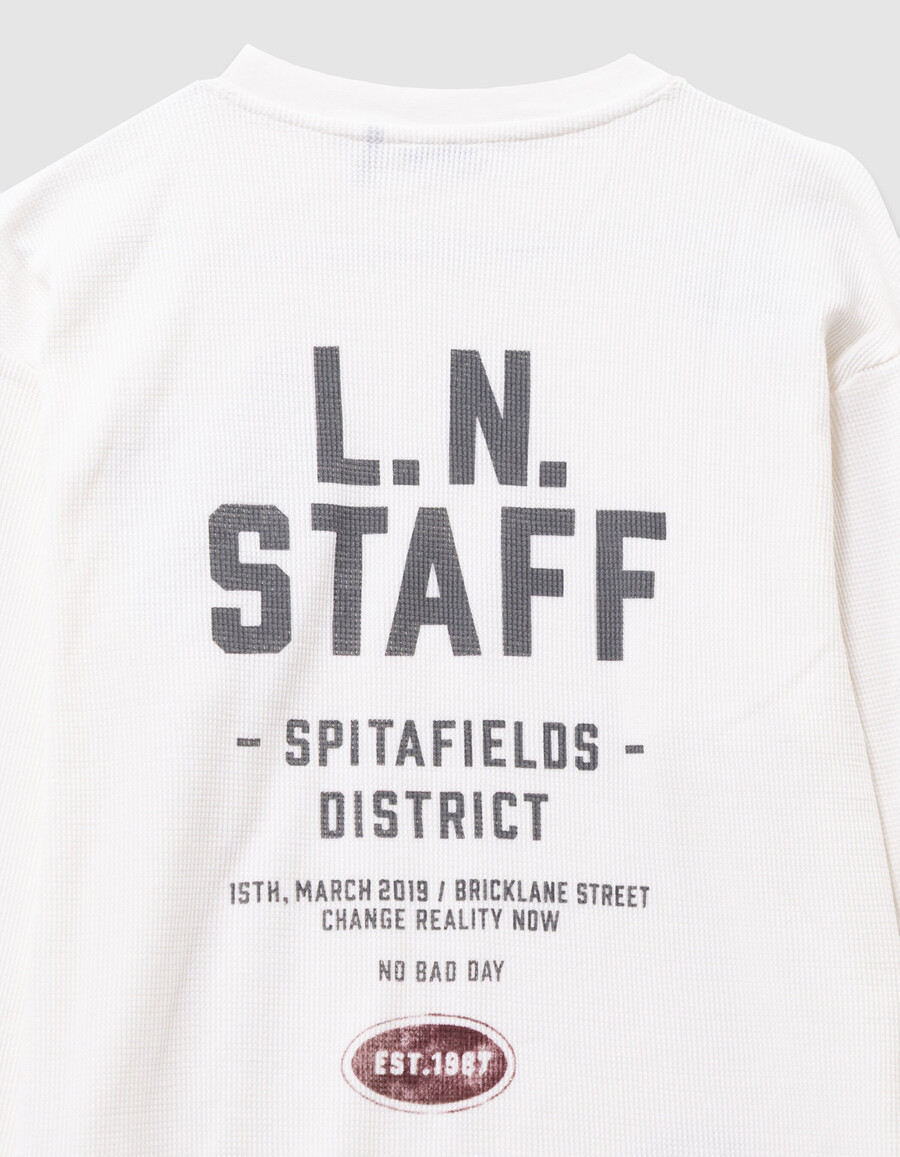 weißes waffel-langarmshirt für jungen