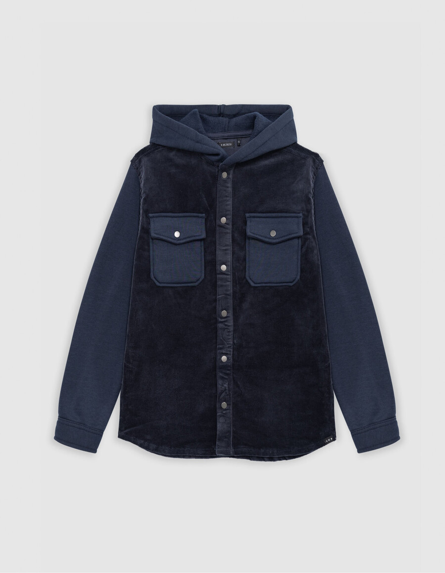 marineblauer zweilagiger kapuzenpullover für jungen