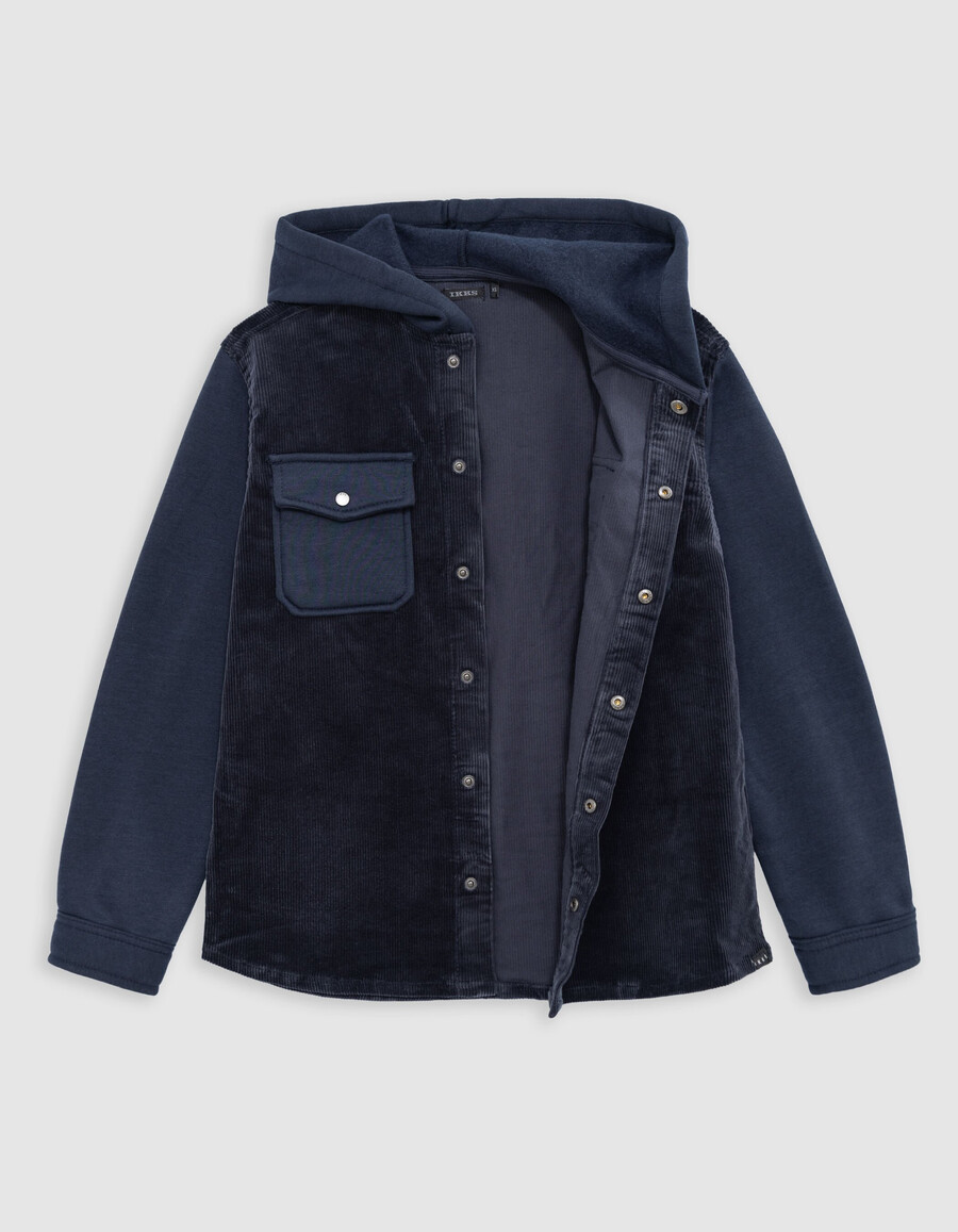 marineblauer zweilagiger kapuzenpullover für jungen