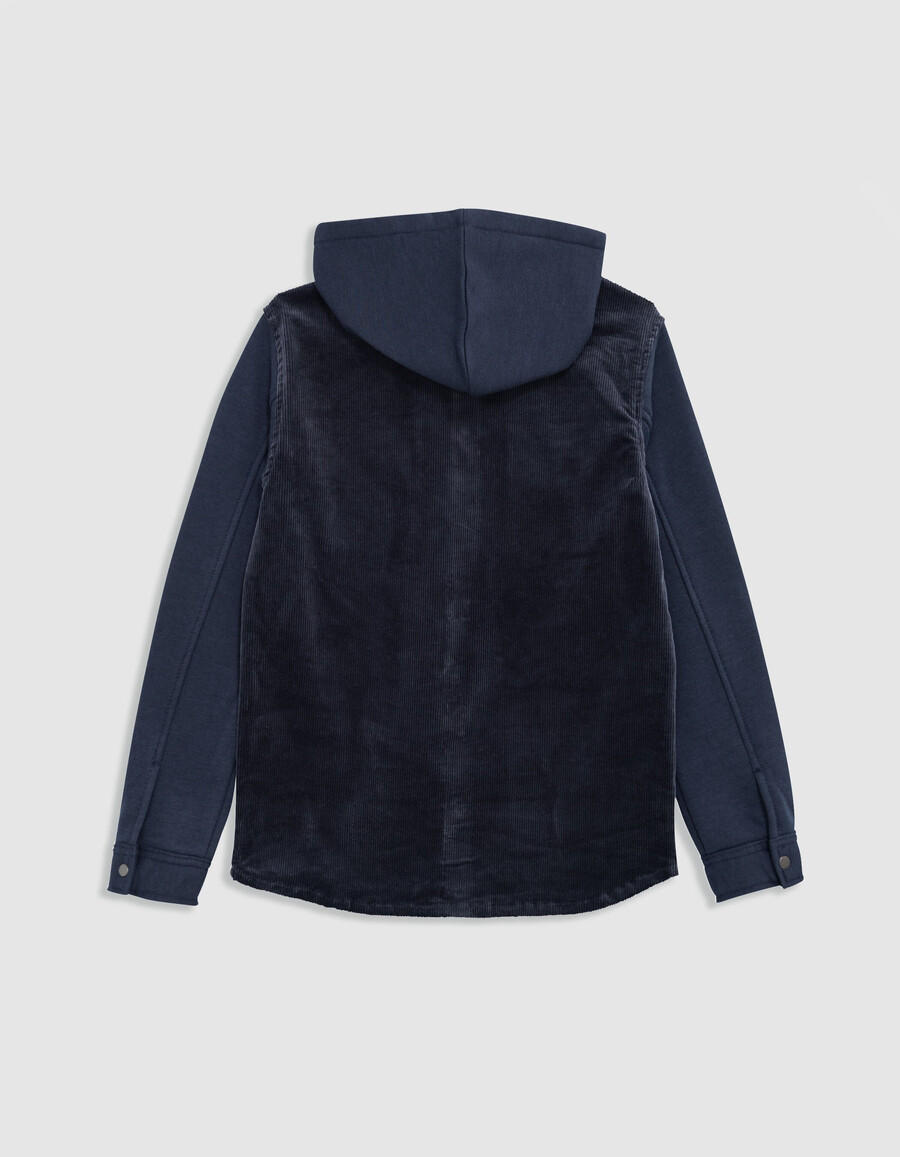 marineblauer zweilagiger kapuzenpullover für jungen