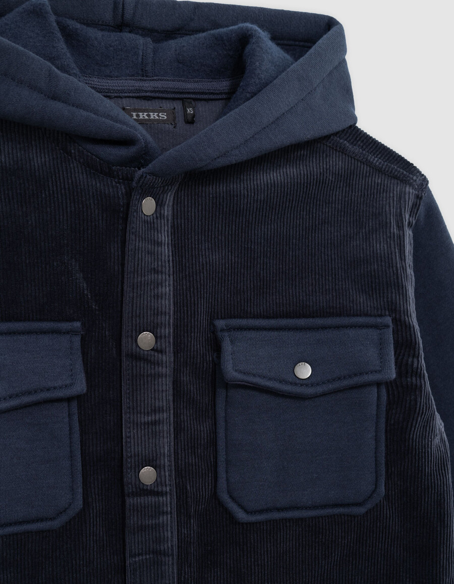 marineblauer zweilagiger kapuzenpullover für jungen