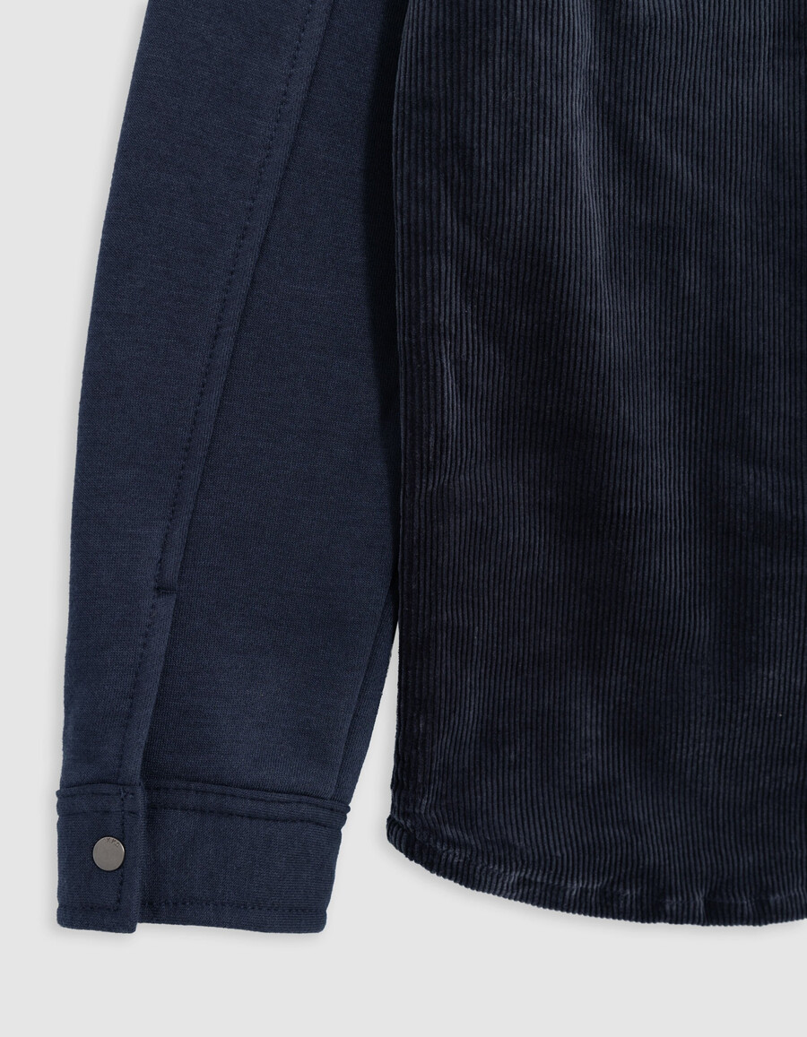 marineblauer zweilagiger kapuzenpullover für jungen