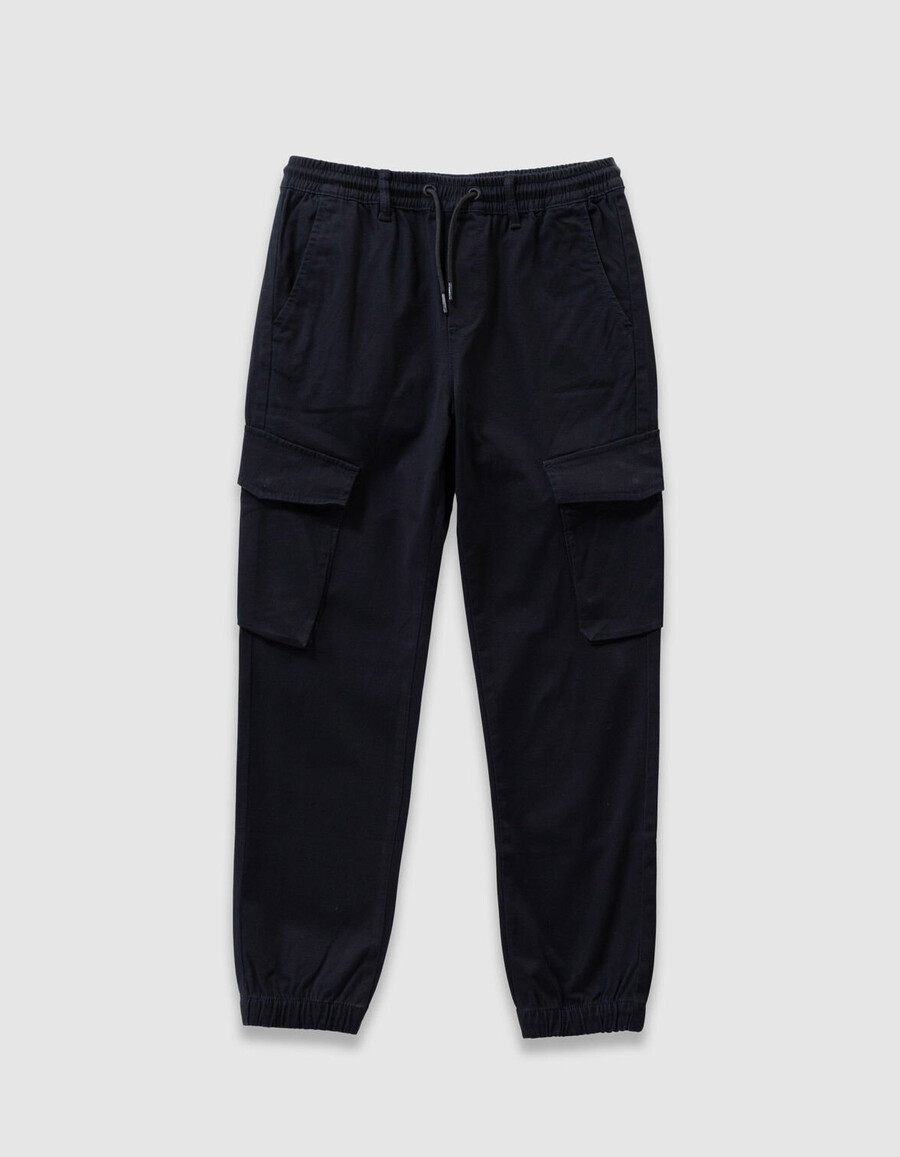 schwarze cargohose für jungen mit elastischem bund