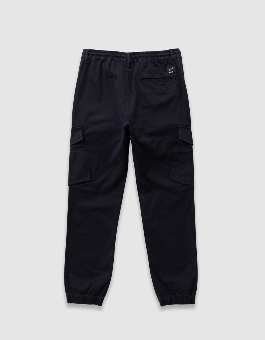 schwarze cargohose für jungen mit elastischem bund
