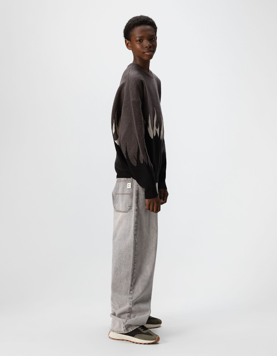 jungen-jeans in verwaschenem grau super baggy-stil