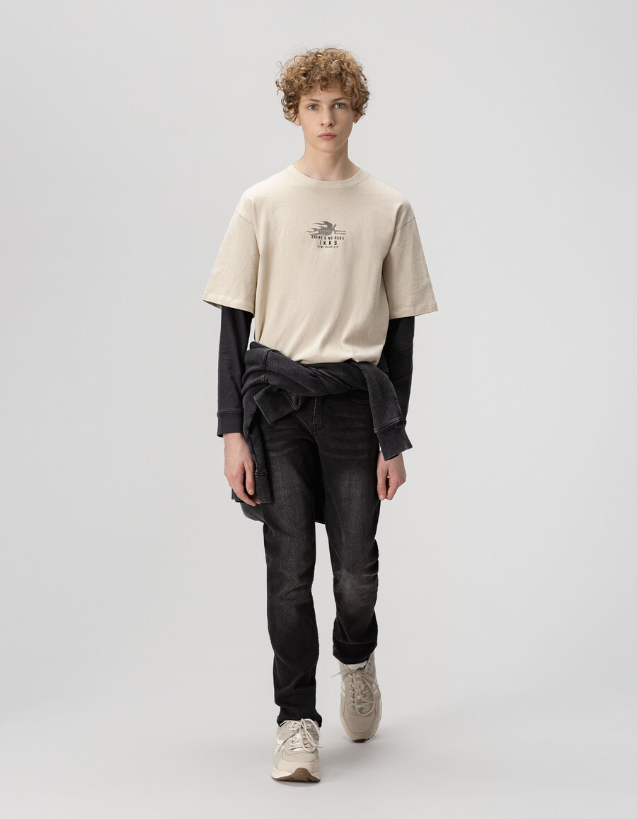 graue gewaschene slim-jeans für jungen