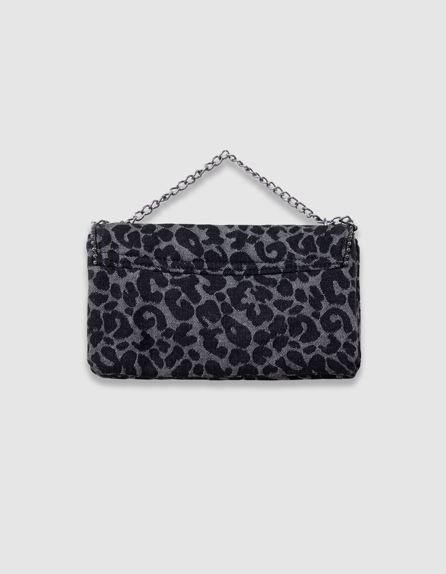 schwarze mädchentasche mit leopardenmuster und mikroperlenrand