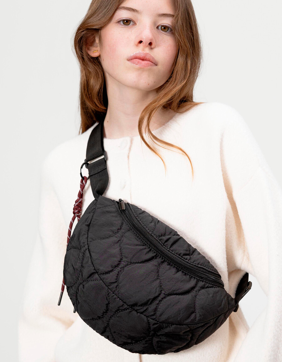 schwarze gesteppte bauchtasche für mädchen