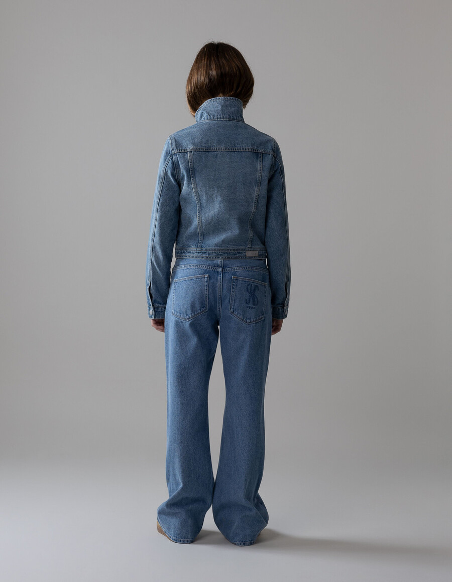blaue kurze jeansjacke für mädchen