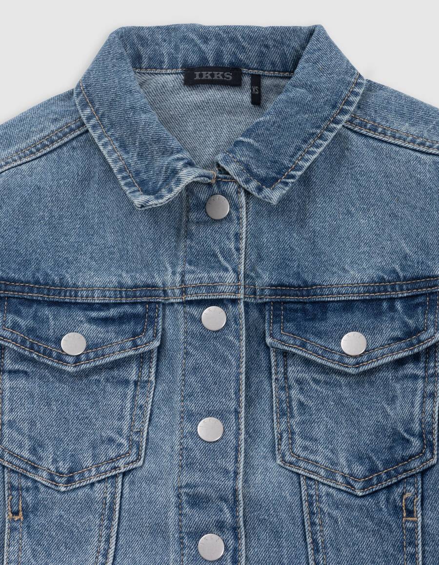 blaue kurze jeansjacke für mädchen