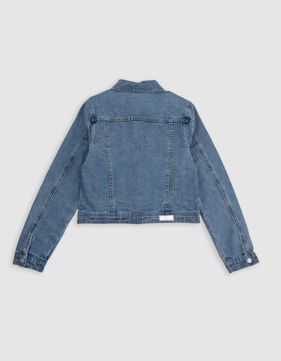 blaue kurze jeansjacke für mädchen