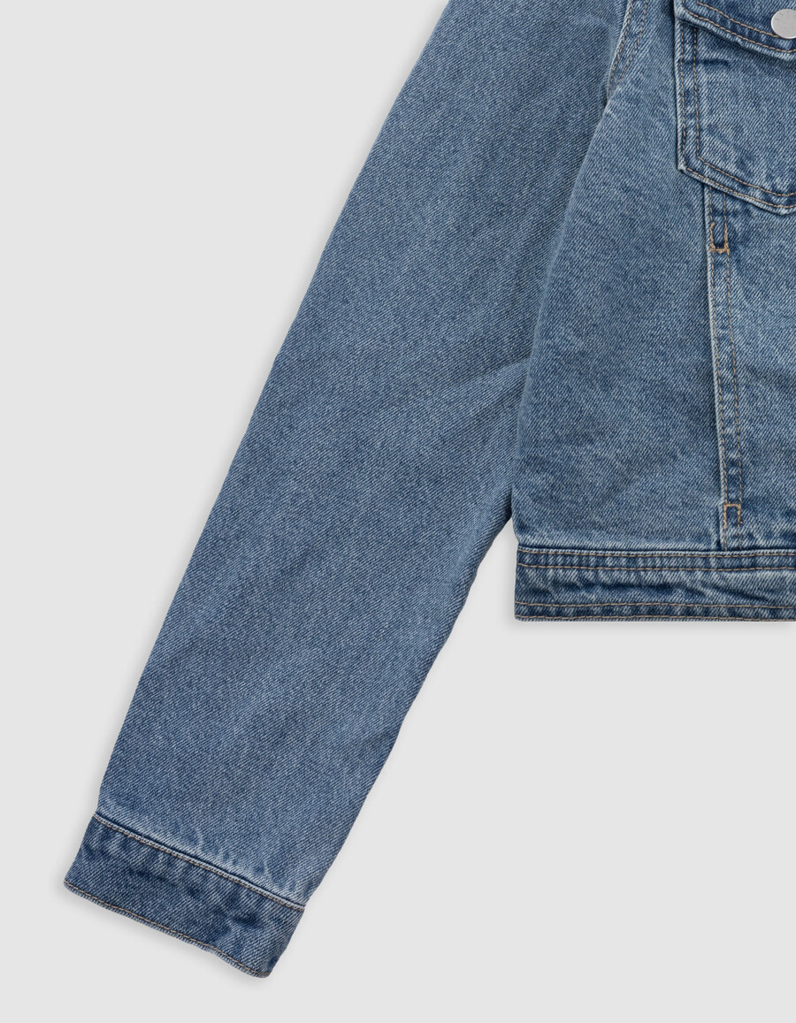blaue kurze jeansjacke für mädchen