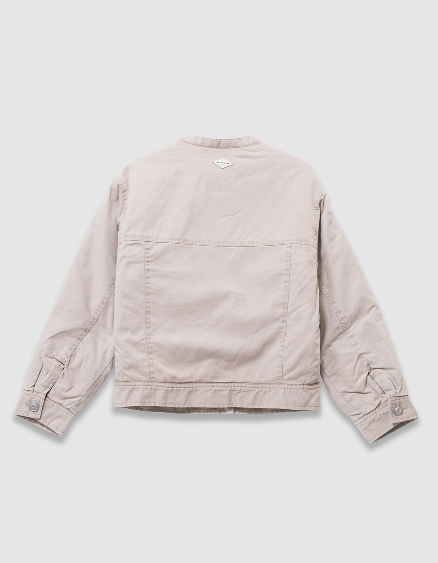 beige canvas-jacke für mädchen mit fellfutter