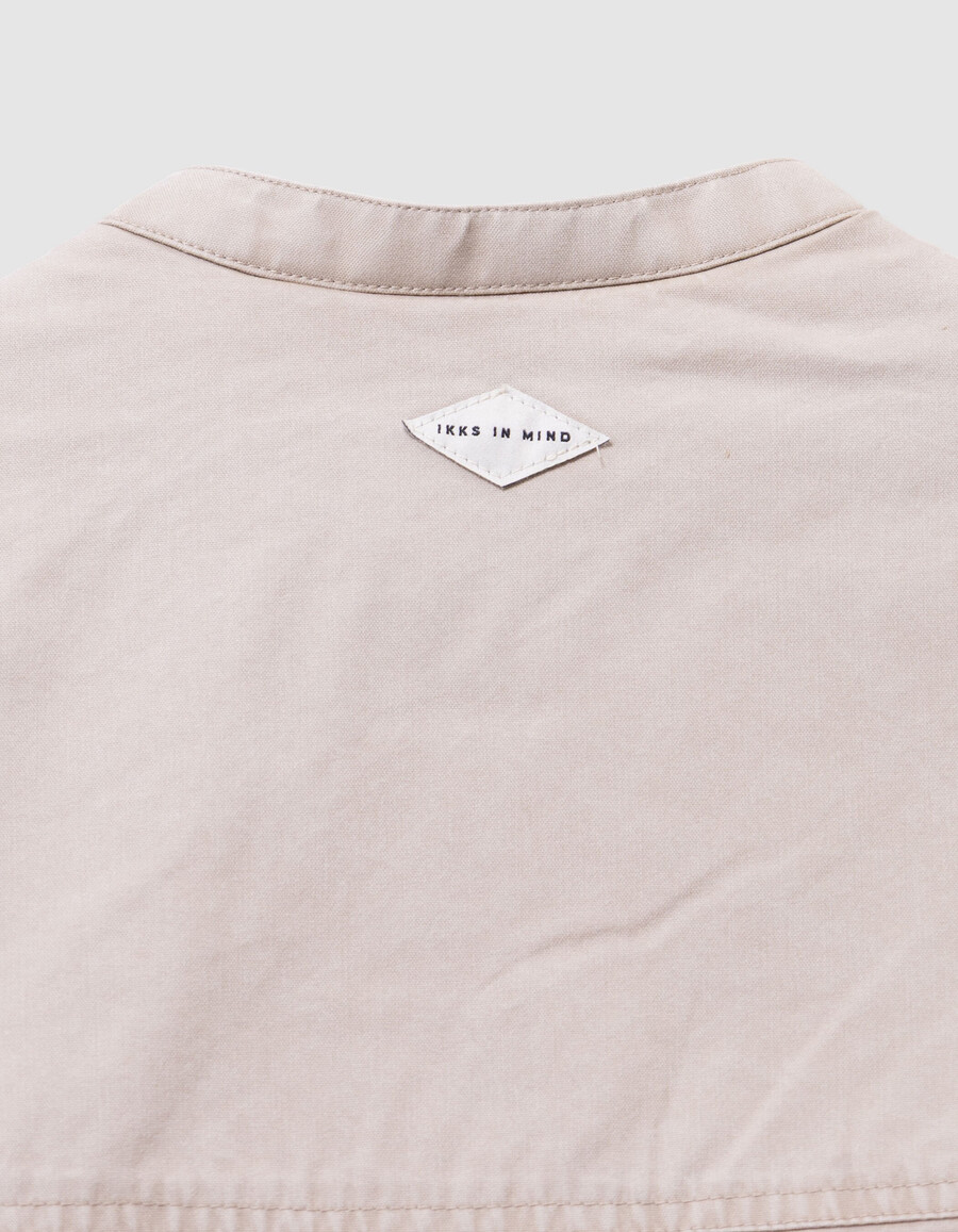 beige canvas-jacke für mädchen mit fellfutter