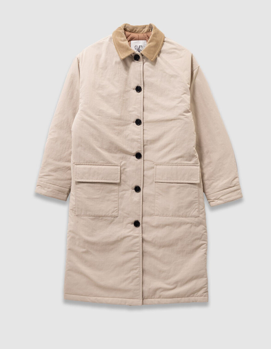 beigefarbener trenchcoat für mädchen mit samtkragen